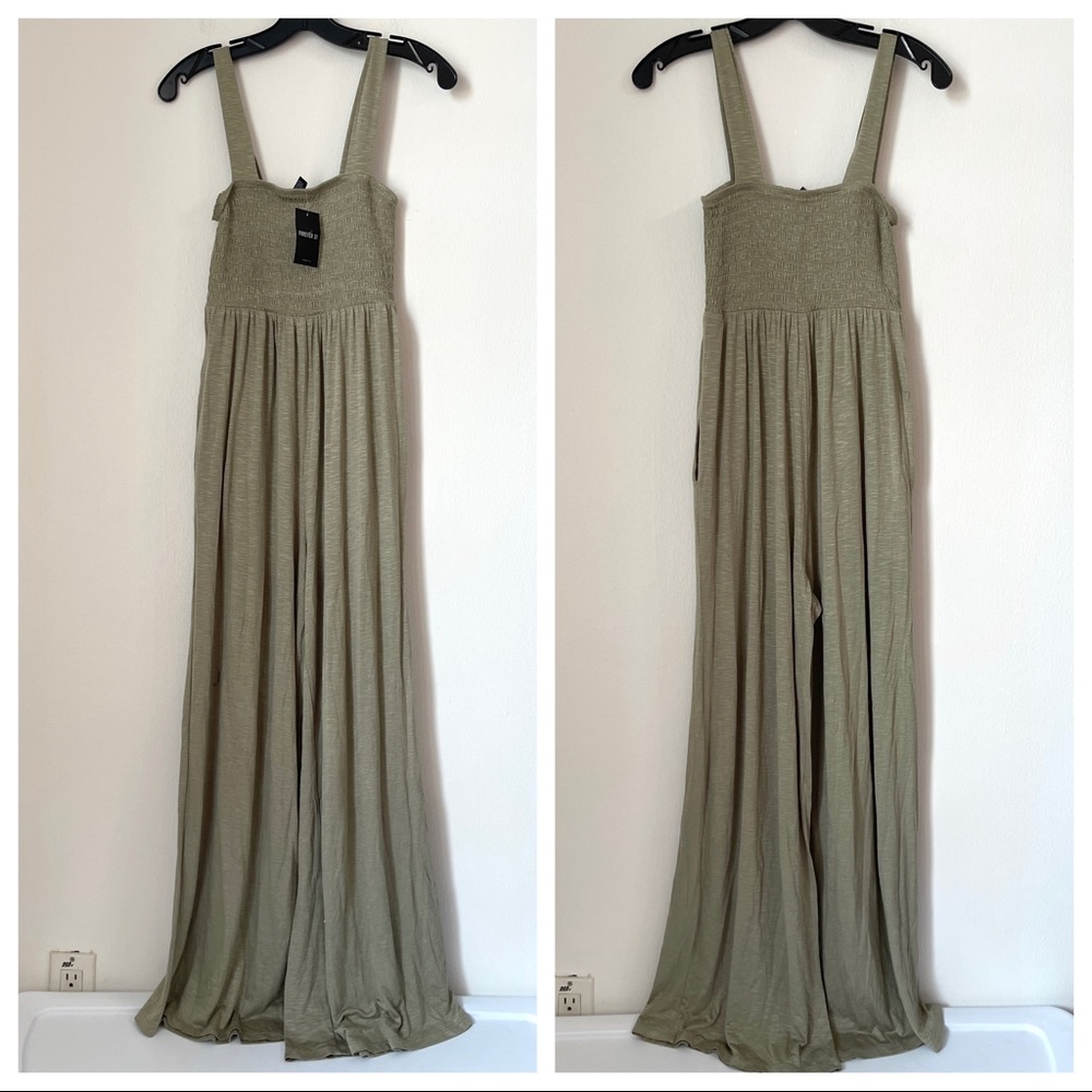 Forever 21 Olive Green Wide Leg Jumpsuit